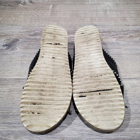 Zara Black Silver Studded Cross Strap Slides Womens 9 Open Toe Slip On Sandals - Picture 7 of 15